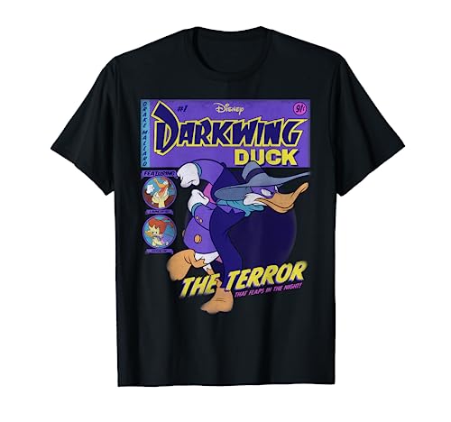 Disney Darkwing Duck Black T-Shirt: Classic Fit, Crew Neck, Adult, Short Sleeve