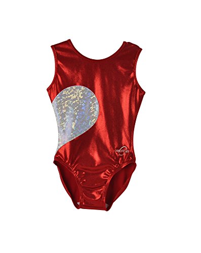 Obersee Girl's Gymnastics Leotard, Red Heart, CL