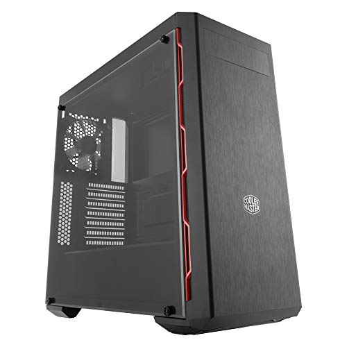 Cooler Master MasterBox MCB-B600L-KANN-S00 ATX Mid-Tower with Sleek Brushed Design, Red Side Trim, & Acrylic Side Panel, MB600L Red Trim