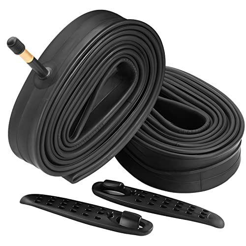FANSPRO 2 Pack of 26 Inch Bike Tube 26x1.75 26x1.95 26x2.10 26x2.125 Heavy Duty Bicycle Tube with 2 Tire Levers,48mm Schrader Valve Premium Quality Butyl Inner Tube