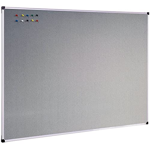 XBoard Large Grey Fabric Bulletin Board, 48 x 36 inch, Wall Mounted Fabric Message Notice Board Sliver Aluminum Framed for Home Office School