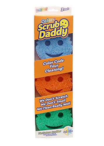 Scrub Daddy Color Sponge - Scratch-Free Multipurpose Dish Sponge Color Variety Pack - BPA Free & Made with Polymer Foam - Stain & Odor Resistant Kitchen Sponge (3 Count)