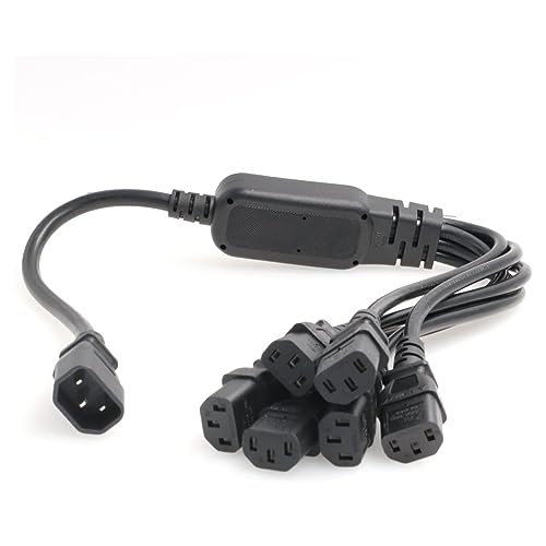 JORINDO IEC320 C14 to 6xC13 6 Way Y Splitter Power Adapter Cable 10A 250V UPS PSU Extension Cable，10A, 250V, IEC Male to 6 Female,Power Spliter Cable (C14 to 6 X C13-0.6M)