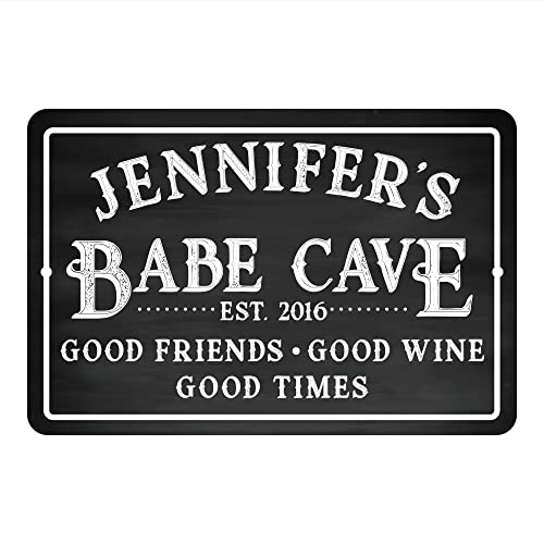 Personalized Babe Cave Metal Sign (8x12 Inches)