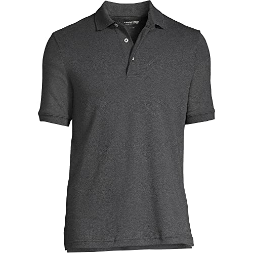 Lands' End Mens Short Sleeve Supima Polo Dark Charcoal Heather Regular Small