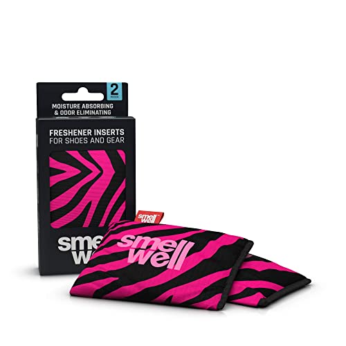 SmellWell - Scented Shoe Deodorizer Inserts - Odor Eliminators - Activated Bamboo Charcoal + Minerals - Natural Freshenes for shoes, bags, gloves - 2 x 1.8oz Original Size Pink Zebra