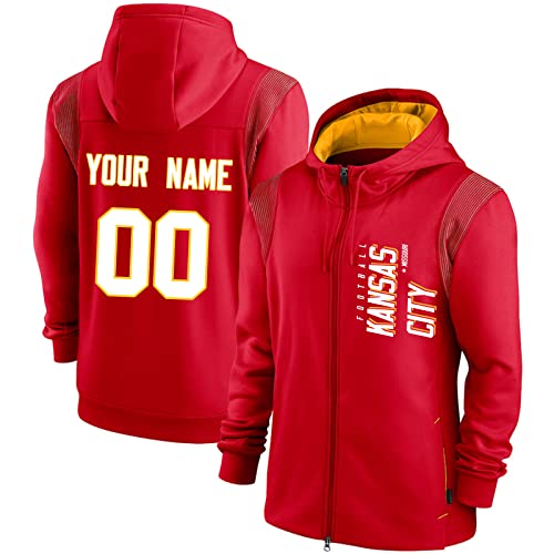 BOPOCO Custom Football City Hoodie Fan Personalized Zip Sweatshirts Add Name & Numbers Pullover Gift for Men Women Youth