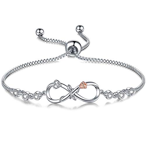 Desimtion Christmas Gifts for Teen Girls,Infinity Rose Bracelets for Women Daughter Granddaughter Niece Teenage, Birthday Jewelry Trendy Stuff Gifts for 14 15 16 17 18 19 20 21 Year Old Idea