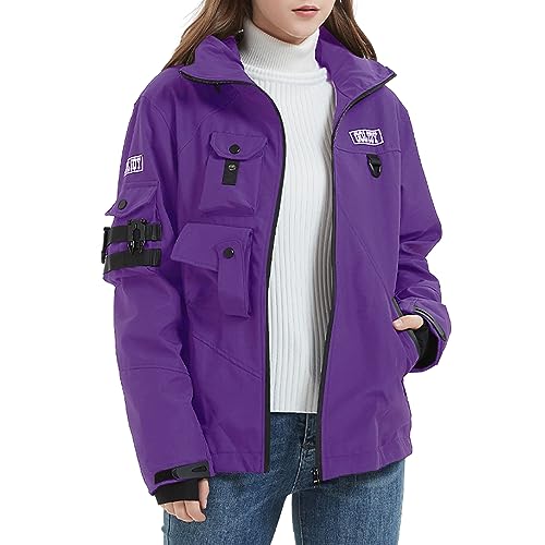 GOLYOY Bomber Jacket Women Lightweight Techwear Windbreaker Multi-Pocket Zip Up Jackets for Women Fashion Streetwear Coat