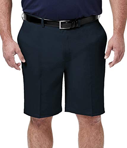 Haggar Men's Cool 18 Pro Straight Fit Stretch Solid Flat Front Short, navy, 34