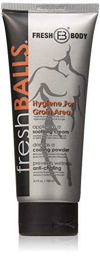 Fresh Body FB - Fresh Balls Lotion, 3.4 fl oz - Men's Anti Chafing Cream to Powder - Ball Deodorant and Hygiene for Groin Area for Men - No Aluminum or Talc