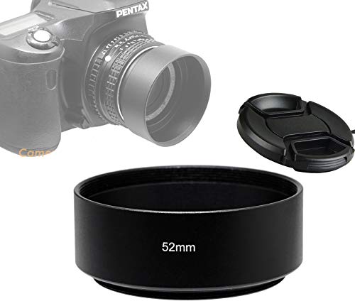 Fotasy Metal 52mm Lens Hood for Nikkor AF 35mm f/2 35mm f/1.4 Nikkor 50mm f/1.8 50mm f/1.4 Lens, 52 mm Lens Hood, Compatible with Nikon Fuji Leica Leitz OM Lens, Screw-in, with 58mm Lens Cap