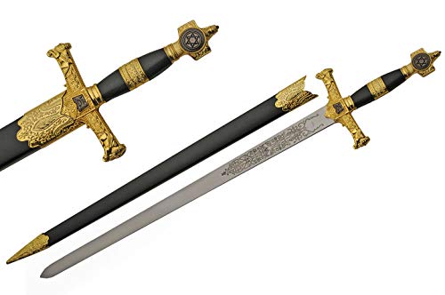 SZCO Supplies 34'' Medieval Star of David Ceremonial Sword with Scabbard, Gold (926927)