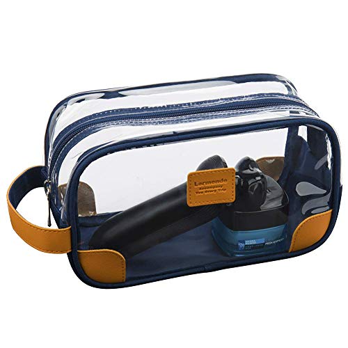 Lermende Toiletry Bag for Men and Women, Mens Toiletry Bag for Traveling.Clear Shaving Dopp Kit for Men Travel Toiletry Bag Unisex Bathroom Travel Bag for Toiletries(Blue)