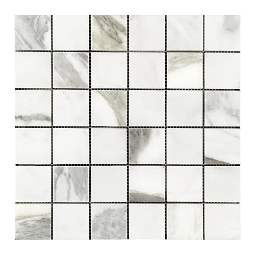 Calacatta Gold Italian Marble 2x2 Mosaic Tile Honed - 50 Sq Ft - Jersey Tile Depot