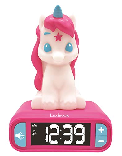 Lexibook - Unicorn Digital Alarm Clock for Kids with Night Light, Snooze and Unicorn Sound Effects, Childrens Clock, Luminous Unicorn, Pink Colour - RL800UNI