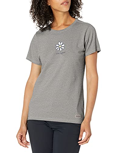 Life is Good Women's Standard Vintage Crusher Graphic T-Shirt Lig Daisy, Heather Gray, X-Large