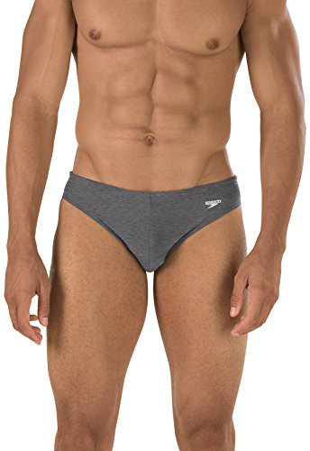 Speedo Men's Swimsuit Brief Powerflex Eco Solar, Heather Grey, 34
