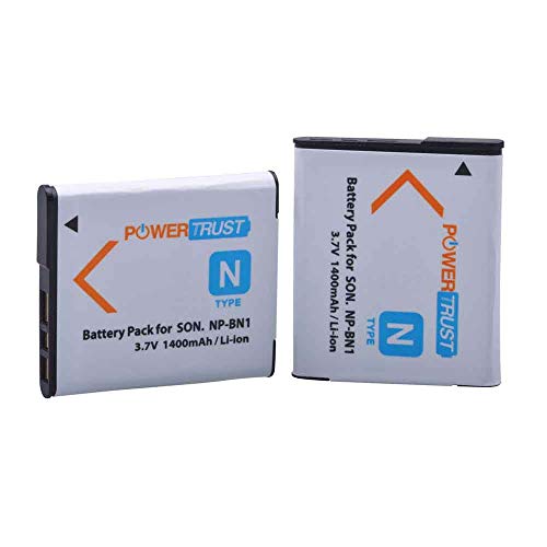 PowerTrust 2X NP-BN1 Battery for Sony NP BN1 NPBN1 BC-CSN and Cyber-Shot DSC-QX10 QX30 QX100 DSC-TF1 DSC-TX10 TX20 TX30 DSC-W530 DSC-W570 DSC-W650 DSC-W800 DSC-W830 Digital Camera