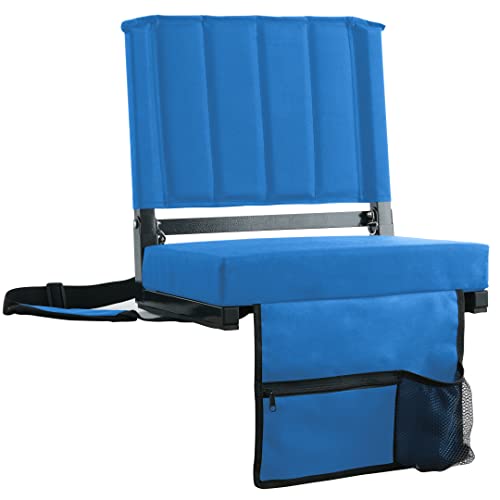 SPORT BEATS Stadium Seat for Bleachers with Back Support and Wide Padded Cushion Stadium Chair - Includes Shoulder Strap and Cup Holder