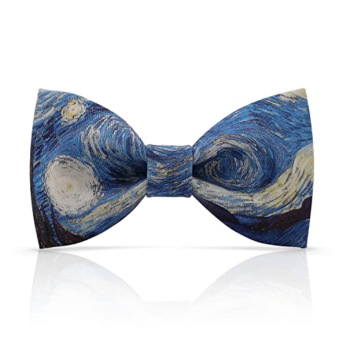 Lanzonia Funny Bow Ties for Men Unique Blue Patterned Bowtie