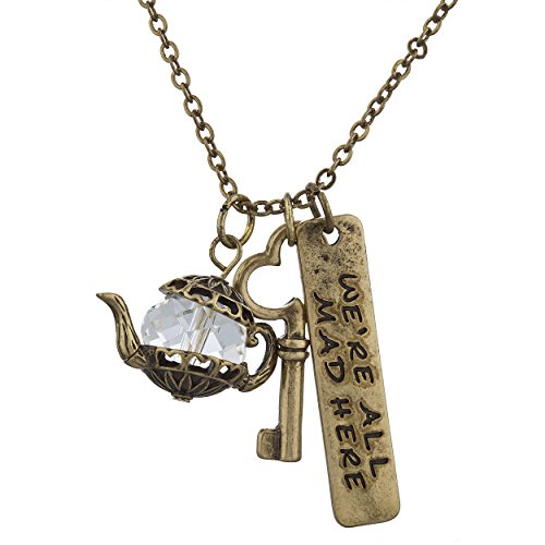 LUX ACCESSORIES Burnish Goldtone were All Mad Here Mad Hatter Pendant Necklace