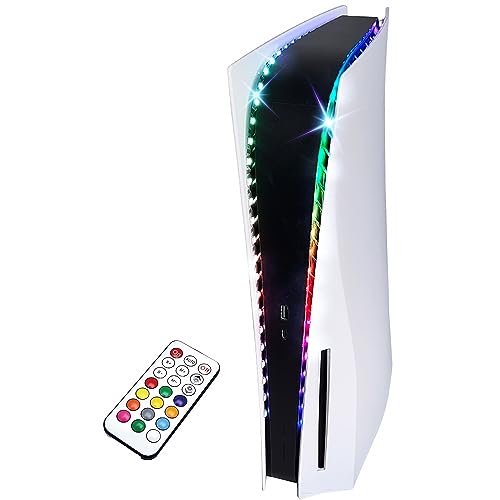 INITMMO RGB LED Light for PS5, Light Strip for Playstation 5 Console with 7 Colors 366 Effects,DIY Decoration Accessories Flexible Light Strip Kit for PS5 with IR Remote Control,2 installation Methods