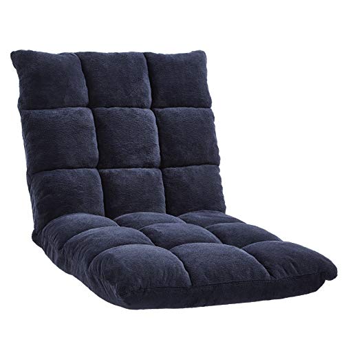 Amazon Basics Adjustable 14-Position 41-inch Memory Foam Floor Chair - Navy, 41.3'D x 21.3'W x 6'H