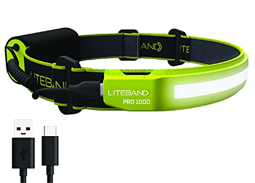 OPTIMAL VENTURES Liteband PRO 1000 Series Wide-Beam Adjustable Personal Headlamp, 210° Illumination, Battery-Powered, Fits Hard Hats and Helmets, LBP1000-L34HV, 1000 Lumens, High Visibility