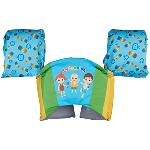 SwimWays Cocomelon Swim Trainer, US Coast Guard Approved Life Vest Kids Swim Vest, Arm Floaties & Life Jackets for Kids 33-55 lbs, JJ