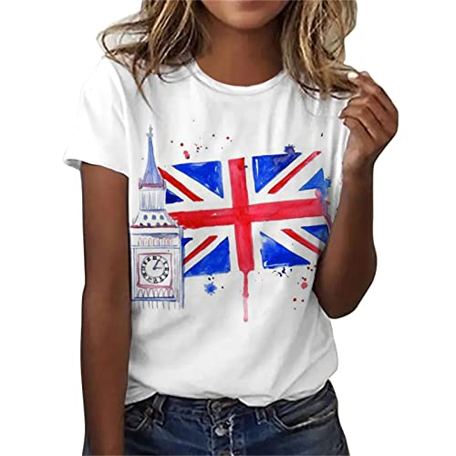 Lastesso 4th of July top Women 4th of July Shirts Women Casual Short Sleeve Loose American Flag Patriotic Blouses Cozy Summer Holiday T-Shirts Peime Day Prime Deals Today 2024