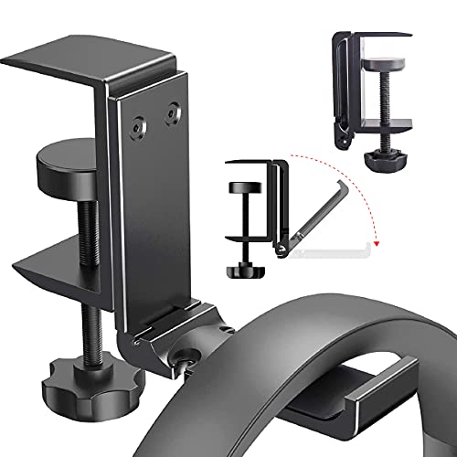 Headphone Holder with Cable Organizer - NCHONHONG Aluminum Foldable Headset Stand Hanger Under Desk Save Space Headphone Hook for Universal Headphones