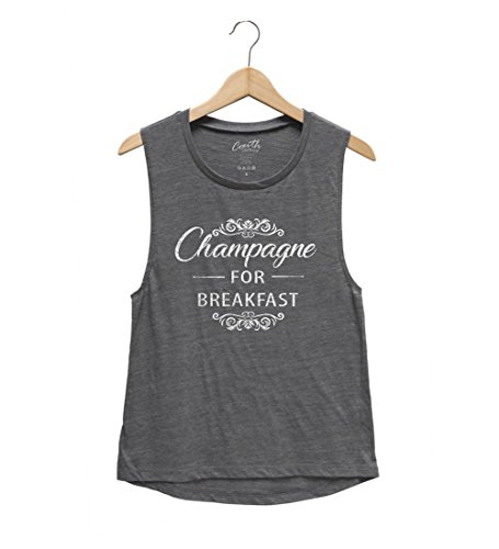 Couthclothing Womens Champagne for Breakfast Workout Gym Muscle Tank Top (M, Asphalt)
