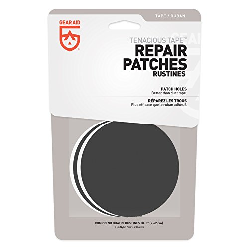 Gear Aid Tenacious Tape Repair Patches for Tents and Outdoor Gear, 3”, Black and Clear