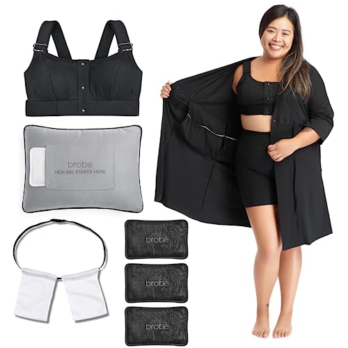Post Surgery Recovery Supplies Kit for Mastectomy, BBL, Tummy Tuck, Breast Reduction, Breast Augmentation, Mommy Makeover. Heart Surgery, Kidney Transplant, Breast Cancer Gifts (Black, L)