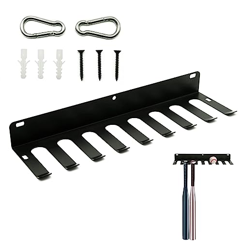 Aolamegs Baseball Bat Holder Rack - Metal Baseball Softball Bat Hanger Racks Caddy - Clips for Dugout Fence or Mounts on Wall to Storage and Display Holds 16 Player Bats Black Color