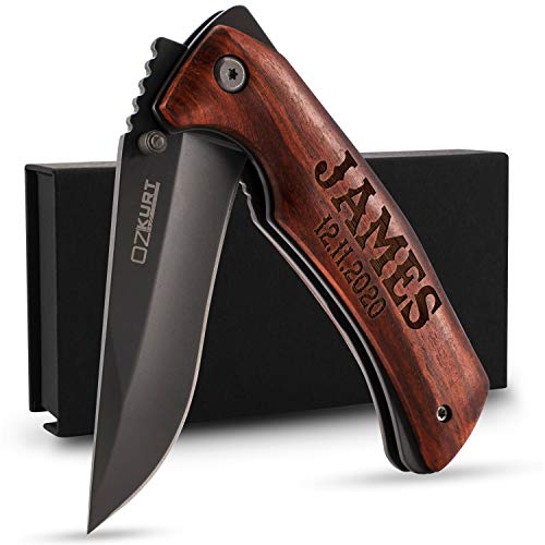Gifts for Men, Personalized Pocket Knife with Name - Customized Folding Knife with 2 Lines of Text, Dad Gifts from Son, Daughter - Gifts for Husband, Grandpa