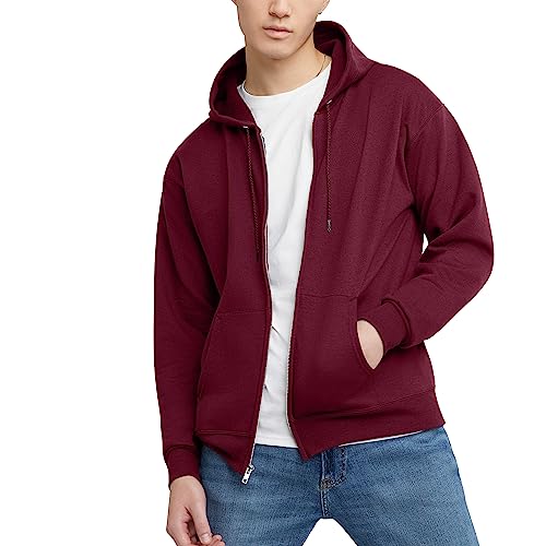Hanes mens Full-zip Eco-smart Hoodie Hoody, Maroon, XX-Large US