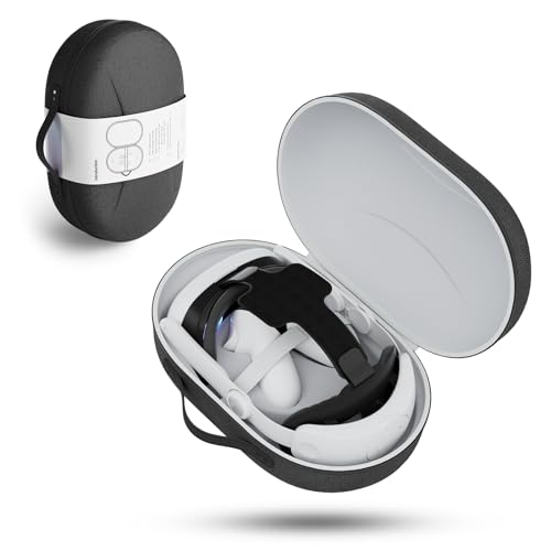 Hard Carrying Case Compatible with 2023 Meta Quest 3, Fit for Elite Head Strap with Touch Controller, USB-C Cable, Battery and Charger Storage, VR Accessories Travel Bag for Oculus Quest 3, Black