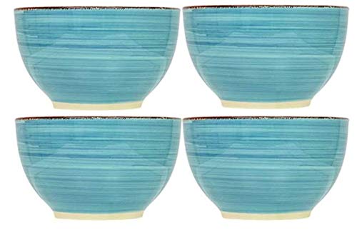 Royal Norfolk Turquoise Swirl Stoneware Bowls - 5 1/2, Set of 4
