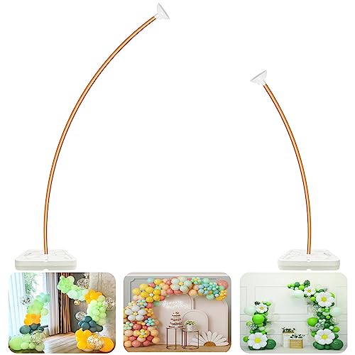 Balloon Arch Kit - Free Bending Shape, Balloon Column Stand Independent Suspended Standing, 12' Water-Filled Base - Ideal for Weddings, Baby Showers, and Birthday Parties (Golden 8.2ft & 5ft)