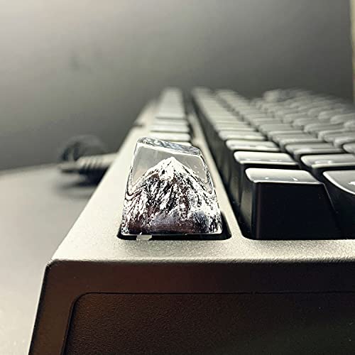 MECHKYP Handmade Mt .Fuji Backlit Resin Artisan Keycap R4/Esc Key Cap Shine Through Translucent SA Profile for Cherry MX Switch Gaming Mechanical Keyboard,Snow Mountain(Black)