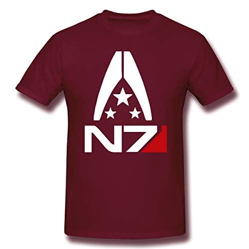 DSion Mens Mass Effect N7 N Seven Adult Short Sleeve T-Shirt Burgundy