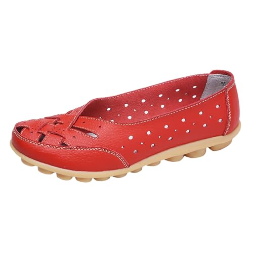 Women's Flats Loafers Lug Sole Slip On Platform Chunky Penny Loafers for Women Dressy and Work Business Casual Shoes Red_02, 7