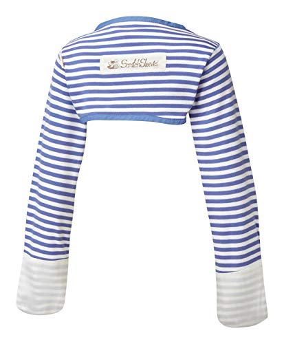 ScratchSleeves | Little Boys' Stay-On Scratch Mitts | Stripes | Blue and Cream | 2-3y
