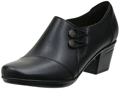 Clarks Women's Emslie Warren Slip-on Loafer,Black Leather,9 W US