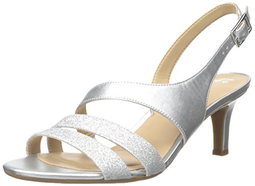 Naturalizer Womens Taimi Strappy Mid Heel Slingback Dress Sandals ,Silver Glitter,8 M US