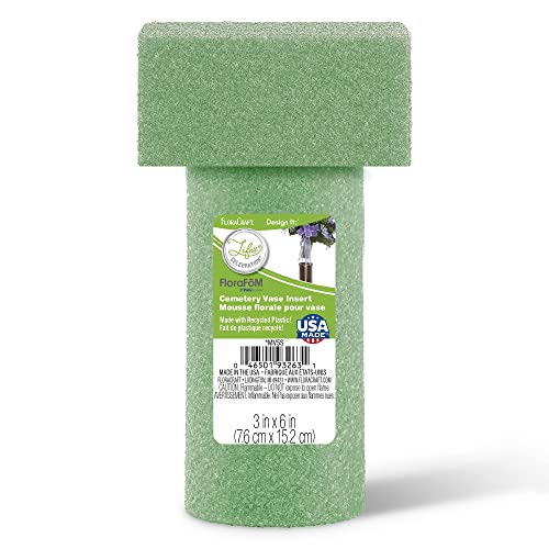 FloraCraft FloraFōM Memorial Vase Insert 3 Inch x 6 Inch Green