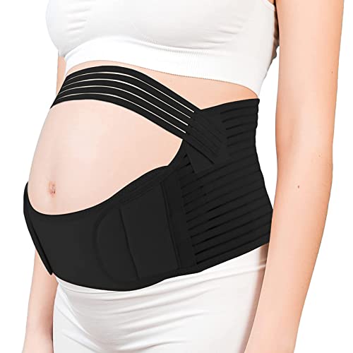 Yooumoga Pregnancy Support Maternity Belt,Waist/Back/Abdomen Band, Pregnancy Bands for Support, Breathable & Adjustable Belly Band for Pregnant Women (X-Large, Black)