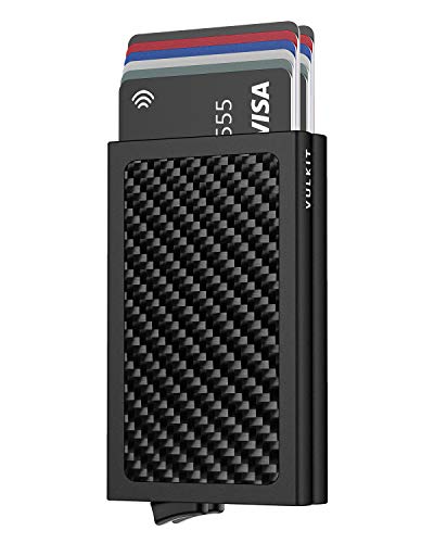 VULKIT Pop Up Wallet, Slim Minimalist Credit Card Holder RFID Blocking Metal Card Case for Men or Women